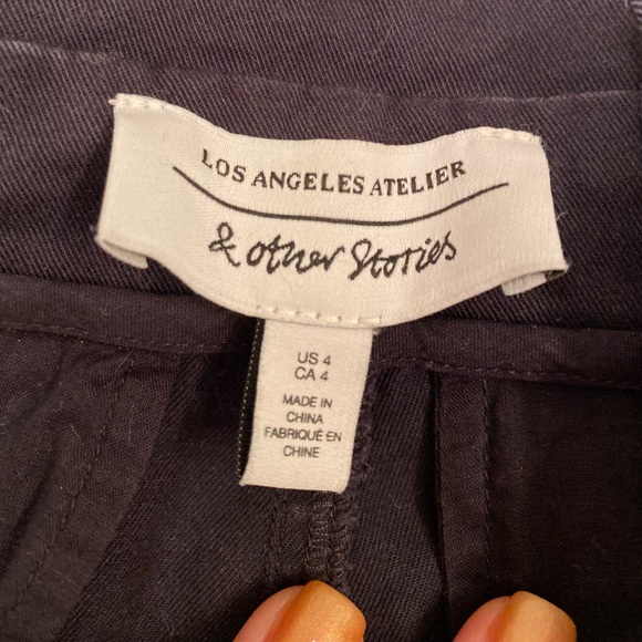 & Other Stories Belted Relaxed Cotton Trousers - Picture 4 of 6